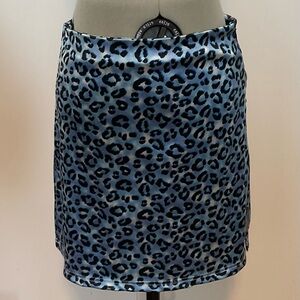 Delias baby blue leopard print satin mini skirt size s